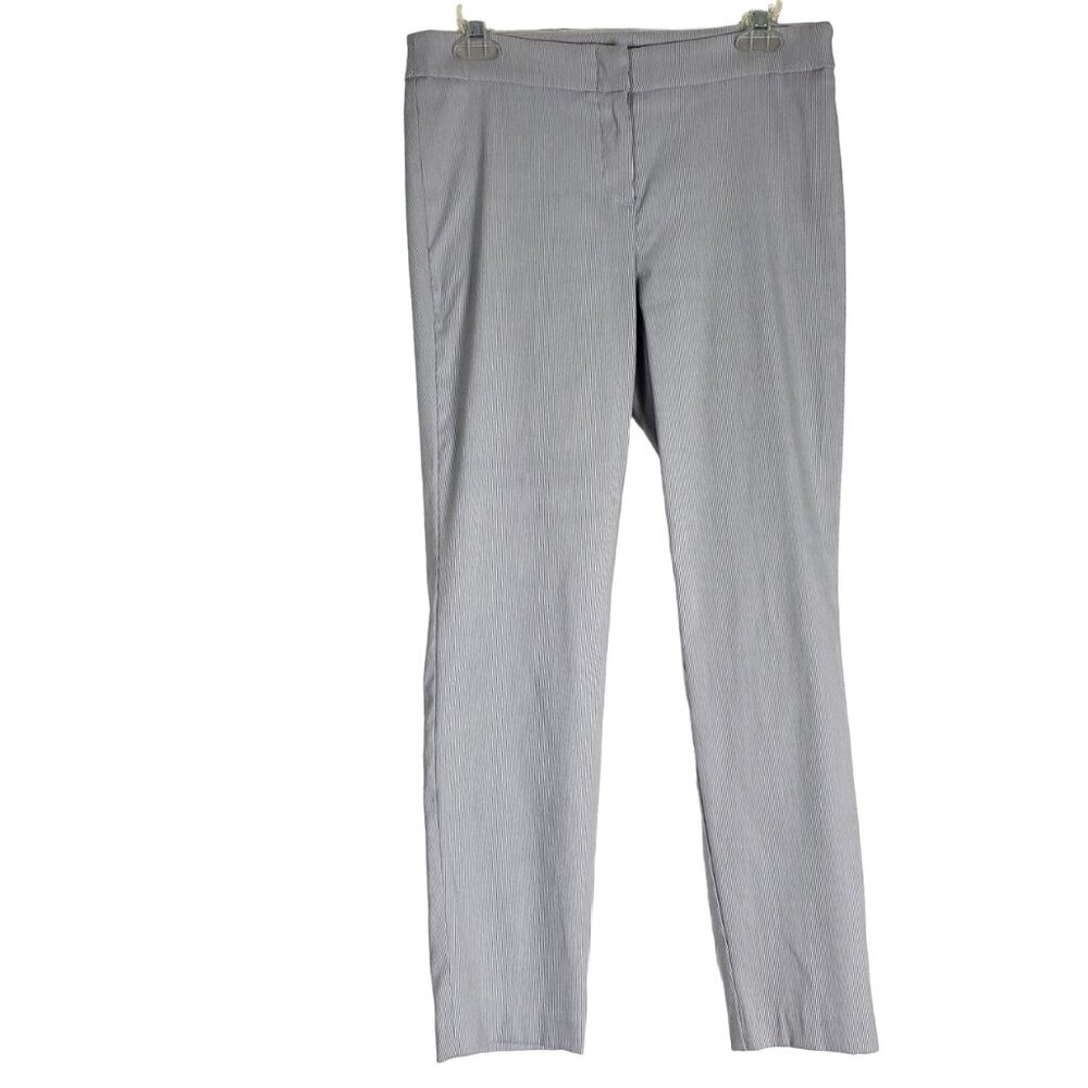 Carolina Belle Mid-Rise Crop Pants 8 Blue White Pinstripes Like New